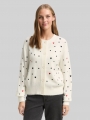Tom Tailor Relaxed Fit Cardigan mit Stickereien - White Black Dots And Hearts