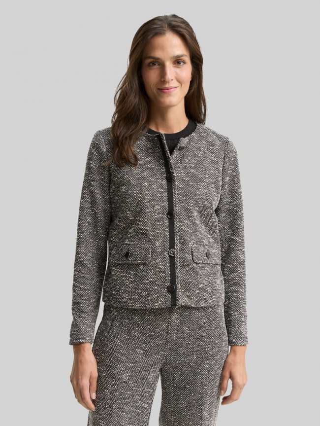 Tom Tailor Regular Fit Bouclé Jacke - Salt Pepper Boucle Structure Tom Tailor Regular Fit Bouclé Jacke - Salt Pepper Boucle Structure