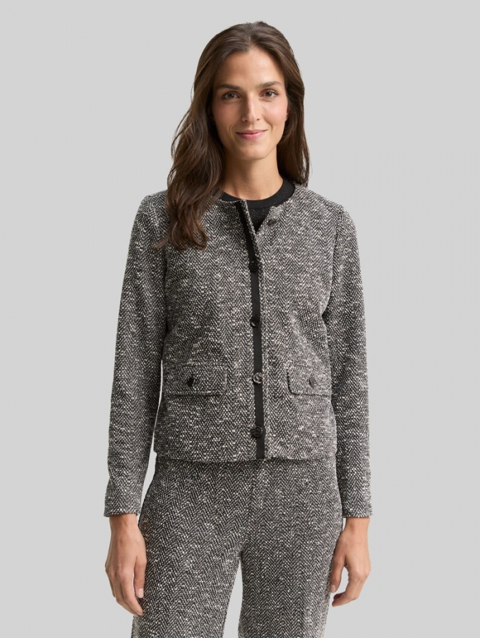 Tom Tailor Regular Fit Bouclé Jacke - Salt Pepper Boucle Structure Tom Tailor Regular Fit Bouclé Jacke - Salt Pepper Boucle Structure