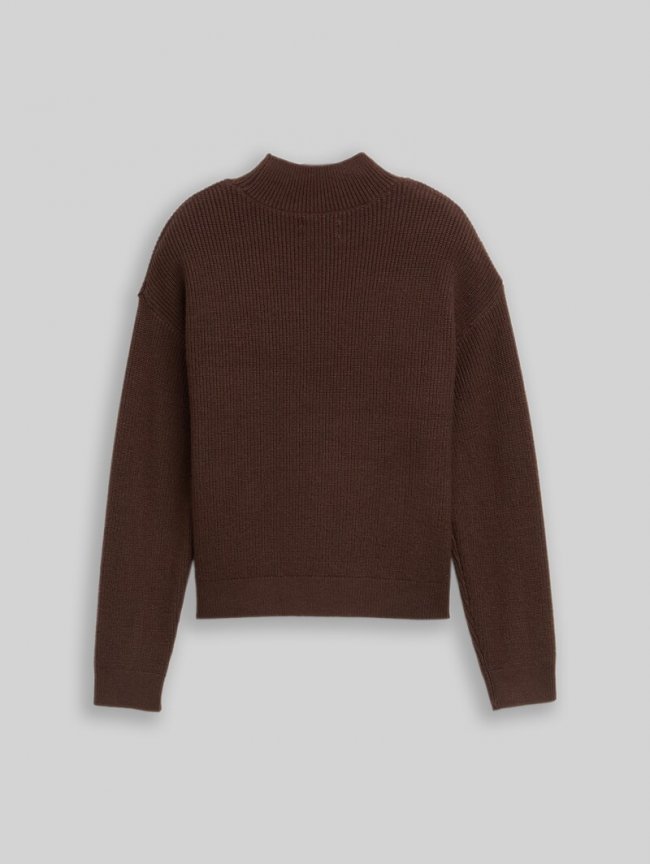 Tom Tailor Strickpullover mit Stehkragen - Soft Chocolate Brown Tom Tailor Strickpullover mit Stehkragen - Soft Chocolate Brown