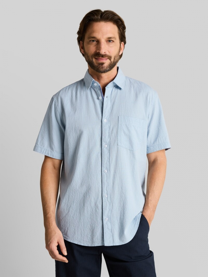 Tom Tailor Regular Fit Kurzarmhemd aus Baumwolle - Light Blue Dot Structure Tom Tailor Regular Fit Kurzarmhemd aus Baumwolle - Light Blue Dot Structure