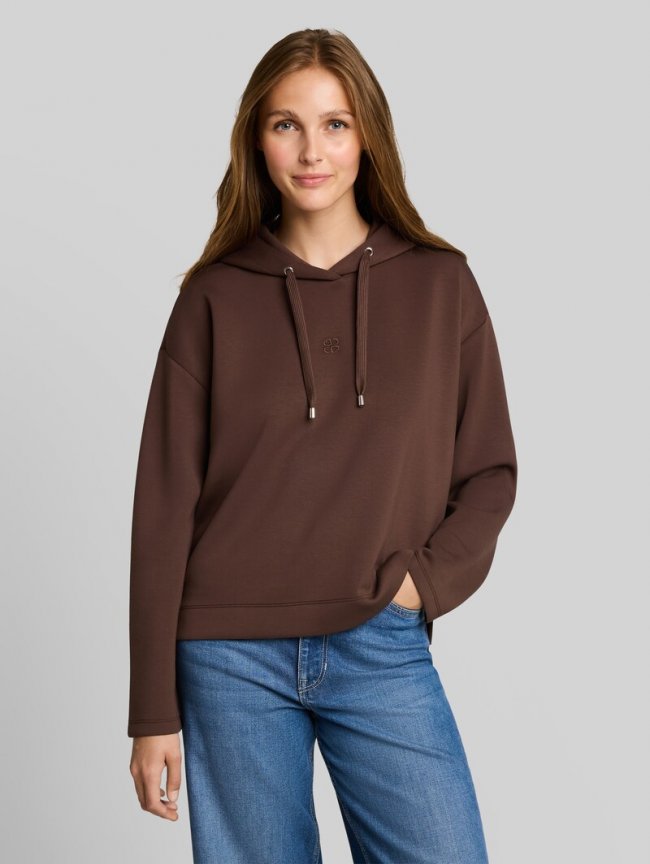 Tom Tailor Loose Fit Scuba Hoodie Sweatshirt mit Stickerei - Cool Dark Brown Tom Tailor Loose Fit Scuba Hoodie Sweatshirt mit Stickerei - Cool Dark Brown