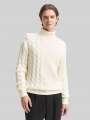 Tom Tailor Relaxed Fit Rollkragenpullover mit Zopfmuster - Wool White Tom Tailor Relaxed Fit Rollkragenpullover mit Zopfmuster - Wool White
