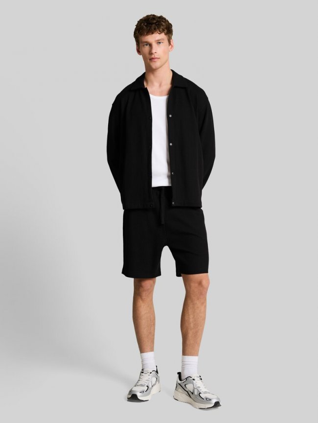 Tom Tailor Relaxed Fit Overshirt mit Waffelstruktur - Black Tom Tailor Relaxed Fit Overshirt mit Waffelstruktur - Black