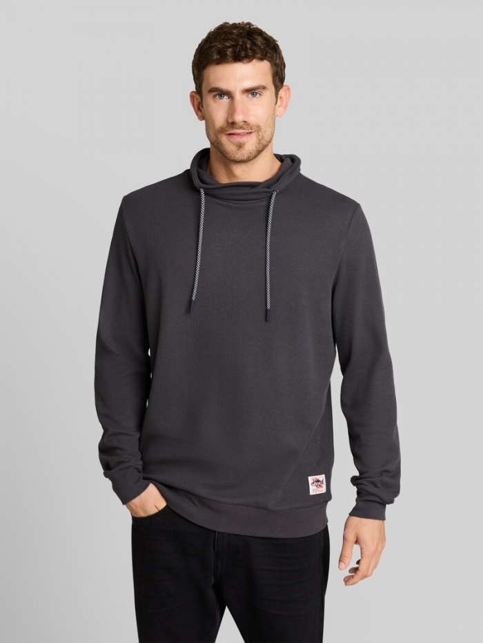 Tom Tailor Snood Langarmshirt mit Waffelstruktur - Tarmac Grey Tom Tailor Snood Langarmshirt mit Waffelstruktur - Tarmac Grey