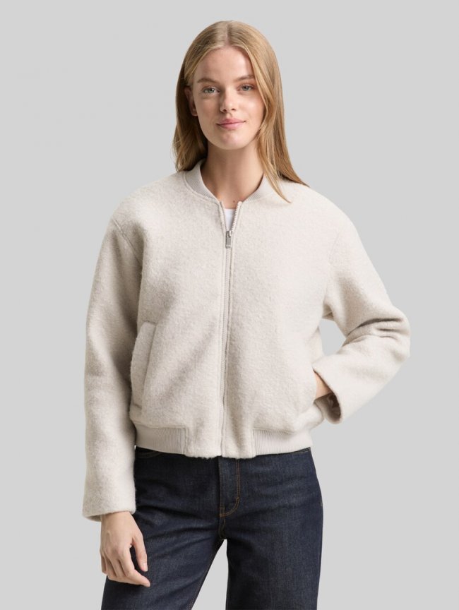 Tom Tailor Bouclé Bomberjacke - Cloud Grey Tom Tailor Bouclé Bomberjacke - Cloud Grey