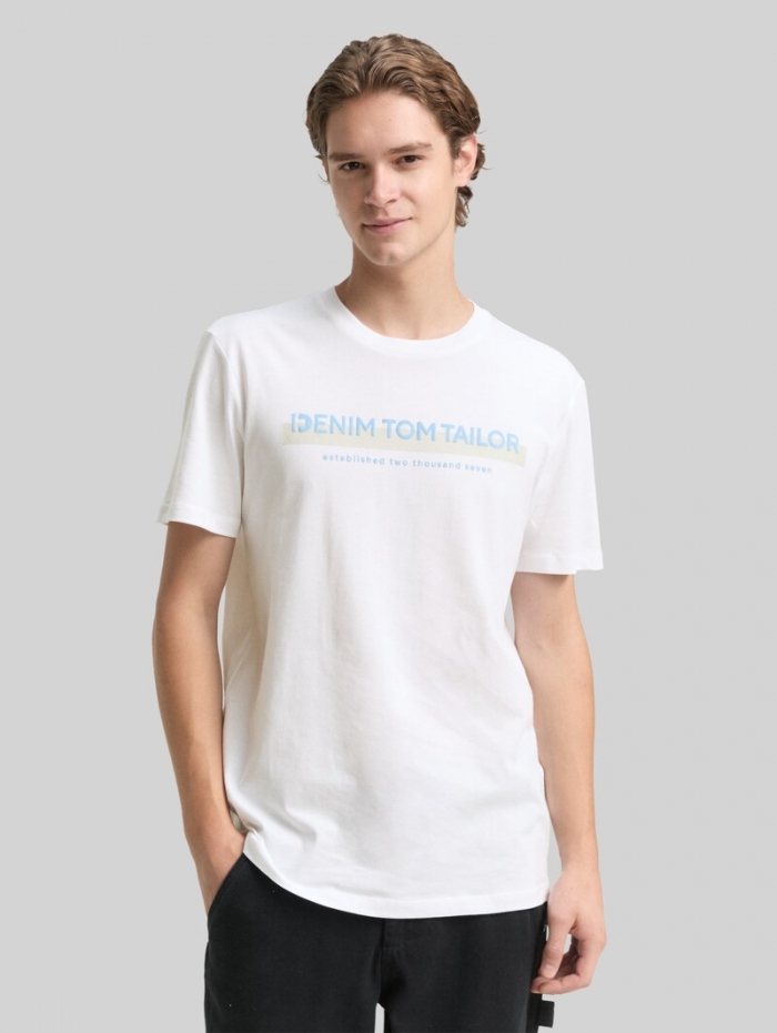 Tom Tailor T-Shirt mit Logo-Print - White Tom Tailor T-Shirt mit Logo-Print - White
