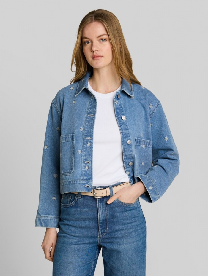 Tom Tailor Jeansjacke mit Stickereien - Blue White Daisy Embroidery Tom Tailor Jeansjacke mit Stickereien - Blue White Daisy Embroidery