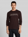 Tom Tailor Langarmshirt mit Logo-Print - Dark Chocolate Brown