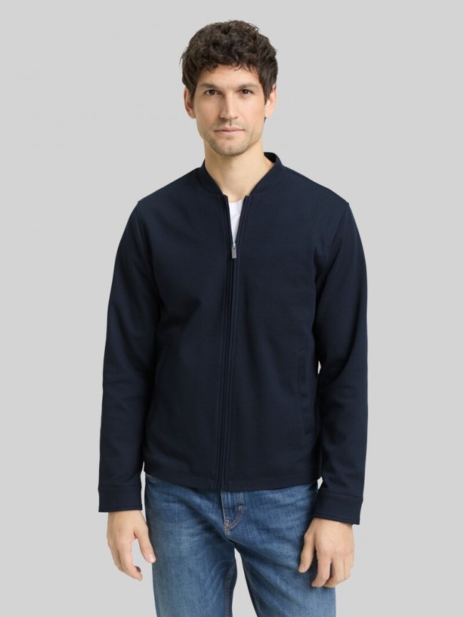 Tom Tailor Piqué Bomberjacke mit Eingriffstaschen - Sky Captain Blue Tom Tailor Piqué Bomberjacke mit Eingriffstaschen - Sky Captain Blue