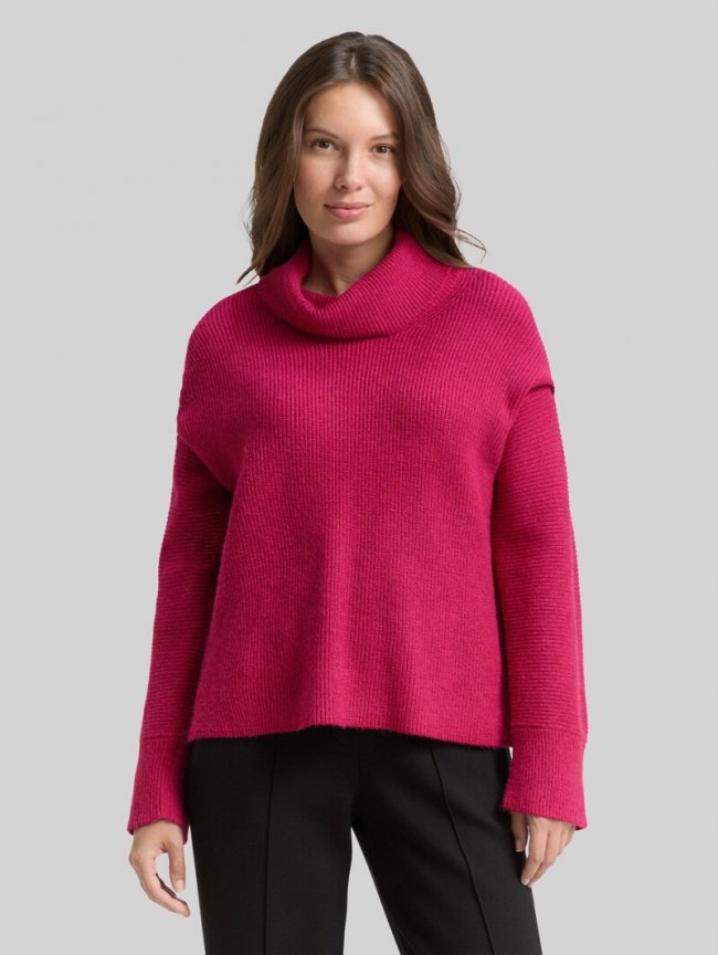 Tom Tailor Oversize Rollkragenpullover - Dark Pink Melange Tom Tailor Oversize Rollkragenpullover - Dark Pink Melange