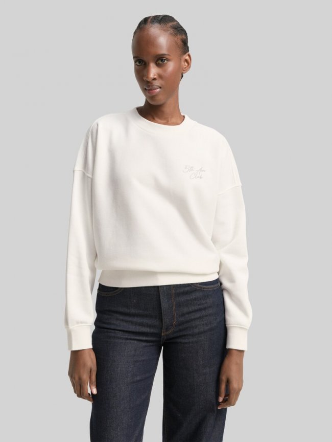 Tom Tailor Sweatshirt mit Glitzer-Stickerei - Off White Tom Tailor Sweatshirt mit Glitzer-Stickerei - Off White