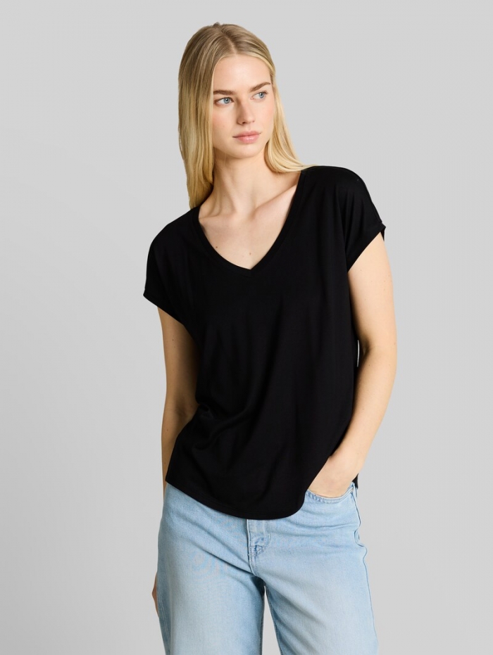 Tom Tailor T-Shirt mit V-Ausschnitt - Deep Black Tom Tailor T-Shirt mit V-Ausschnitt - Deep Black