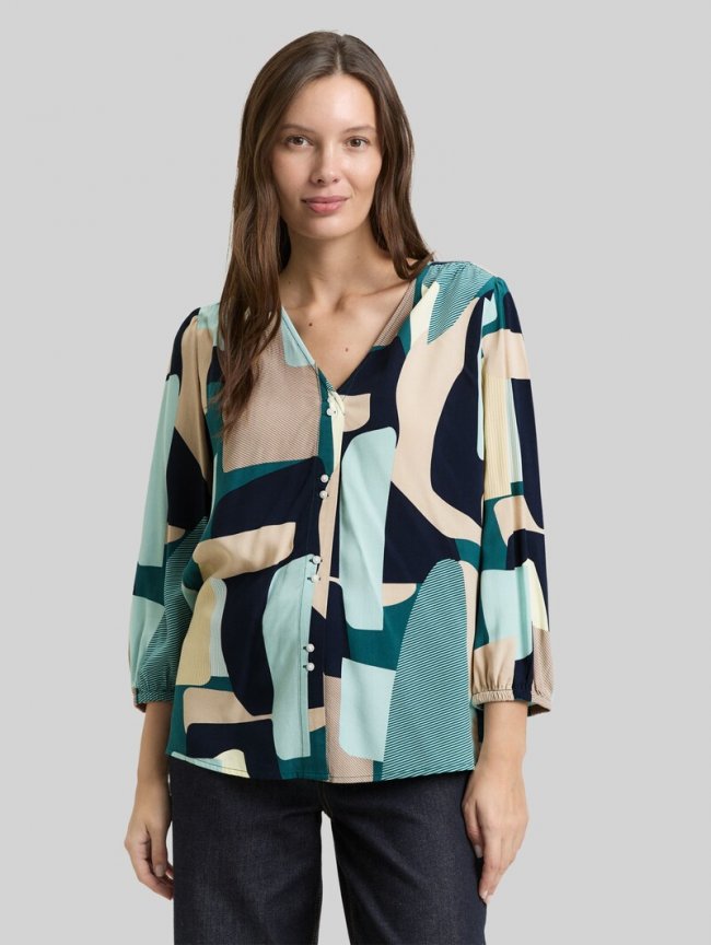 Tom Tailor Bluse aus Viskose - Abstract Stripe Print Tom Tailor Bluse aus Viskose - Abstract Stripe Print