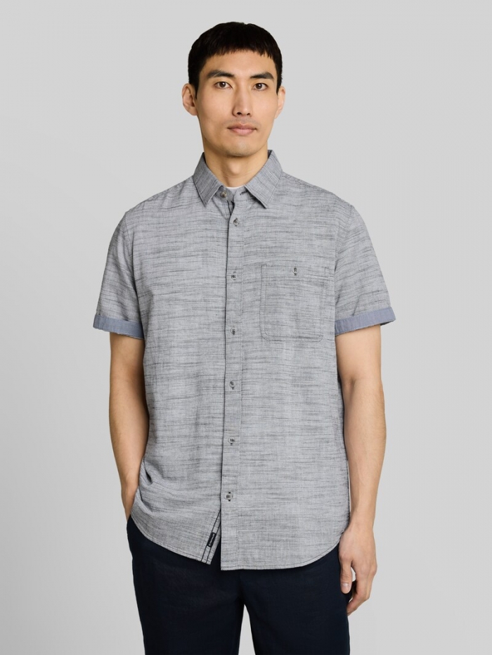 Tom Tailor Regular Fit Kurzarmhemd aus Baumwolle - Navy Horizontal Stripe Tom Tailor Regular Fit Kurzarmhemd aus Baumwolle - Navy Horizontal Stripe