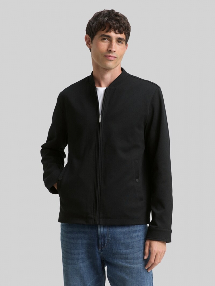 Tom Tailor Piqué Blouson Jacke mit Bomberkragen - Black Tom Tailor Piqué Blouson Jacke mit Bomberkragen - Black