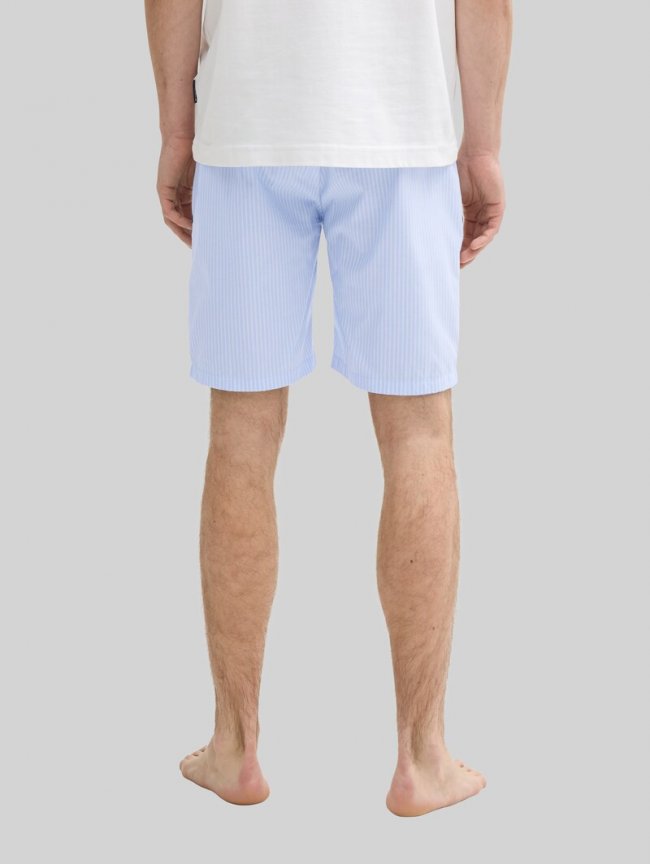 Tom Tailor Pyjama-Shorts aus Baumwolle mit Streifenmuster - Blue-light-stripe Tom Tailor Pyjama-Shorts aus Baumwolle mit Streifenmuster - Blue-light-stripe
