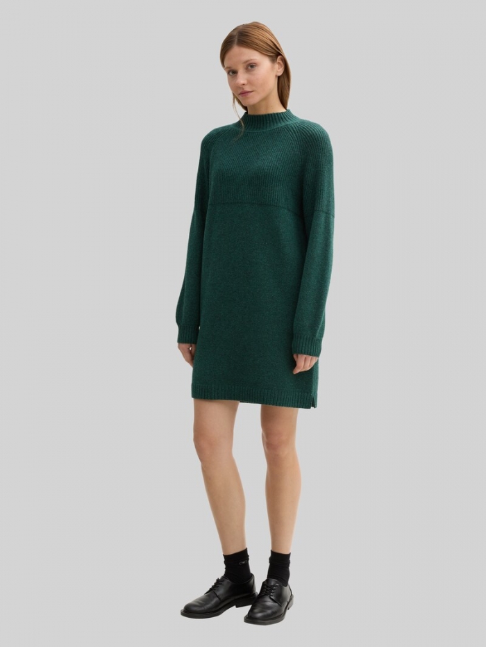 Tom Tailor Strickkleid mit Stehkragen - Midnight Forest Green Mélange Tom Tailor Strickkleid mit Stehkragen - Midnight Forest Green Mélange