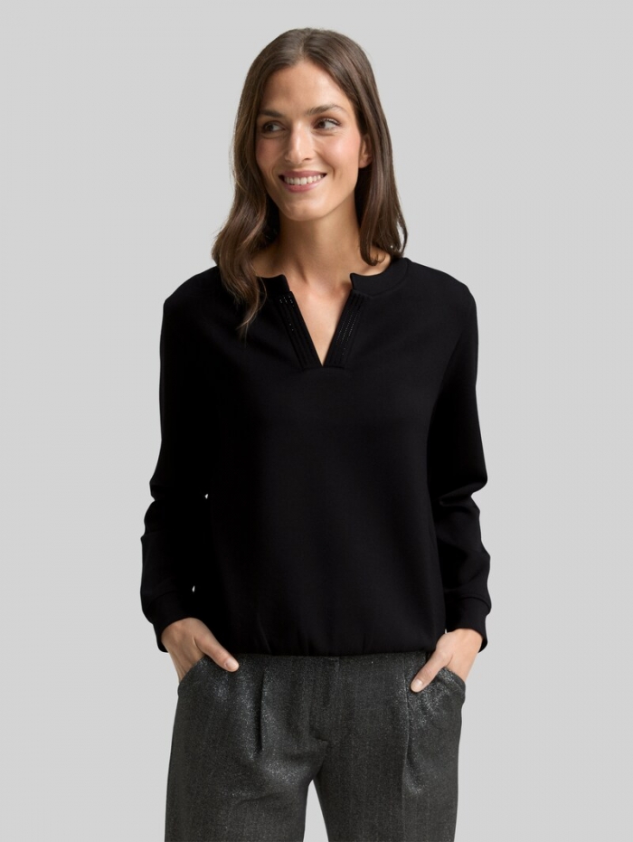Tom Tailor Scuba Sweatshirt mit Strasssteinen - Deep Black Tom Tailor Scuba Sweatshirt mit Strasssteinen - Deep Black