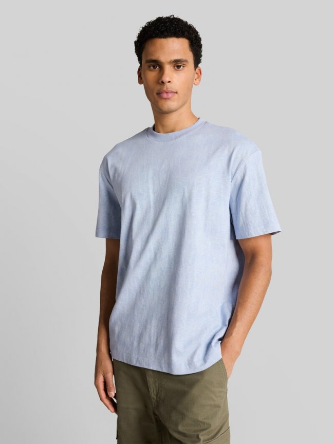 Tom Tailor Relaxed Fit T-Shirt mit Palmenprint - Light Blue Laser Palm Design Tom Tailor Relaxed Fit T-Shirt mit Palmenprint - Light Blue Laser Palm Design