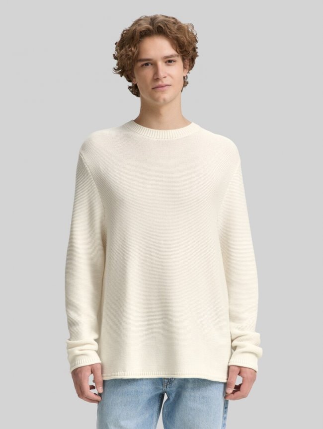 Tom Tailor Relaxed Fit Strickpullover - Gardenia White