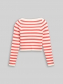 Tom Tailor Cropped Ripp Pullover mit Streifenmuster - Red White Stripe Design Tom Tailor Cropped Ripp Pullover mit Streifenmuster - Red White Stripe Design