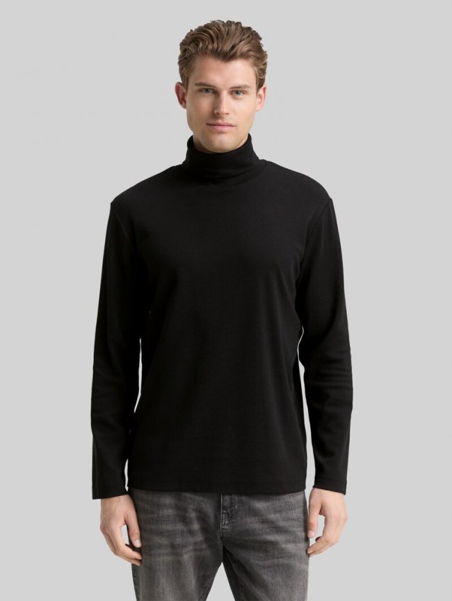 Tom Tailor Basic Rollkragenshirt - Black Tom Tailor Basic Rollkragenshirt - Black