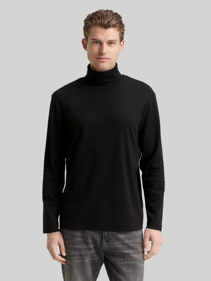 Tom Tailor Basic Rollkragenshirt - Black Tom Tailor Basic Rollkragenshirt - Black