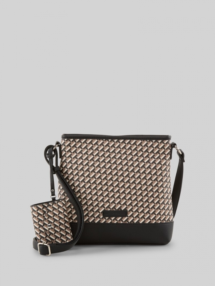 Tom Tailor TTXENIA M Umhängetasche mit Allover-Print - Schwarz / Black Tom Tailor TTXENIA M Umhängetasche mit Allover-Print - Schwarz / Black