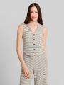 Tom Tailor Fitted Jacquard Blazer-Weste - White Black Knit Stripe Tom Tailor Fitted Jacquard Blazer-Weste - White Black Knit Stripe