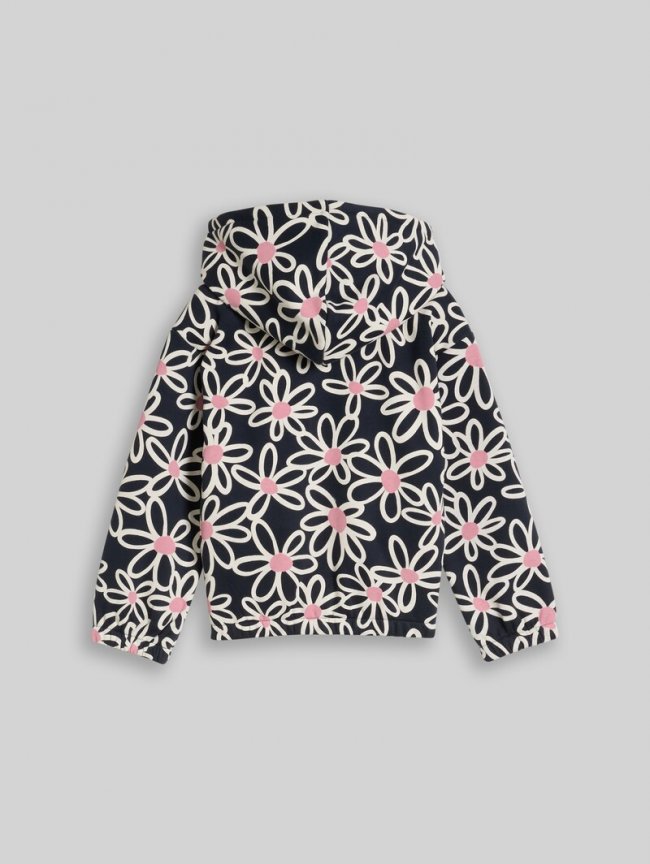 Tom Tailor Cropped Hoodie Sweatjacke mit Muster - Dark Blue Big Daisy Print Tom Tailor Cropped Hoodie Sweatjacke mit Muster - Dark Blue Big Daisy Print