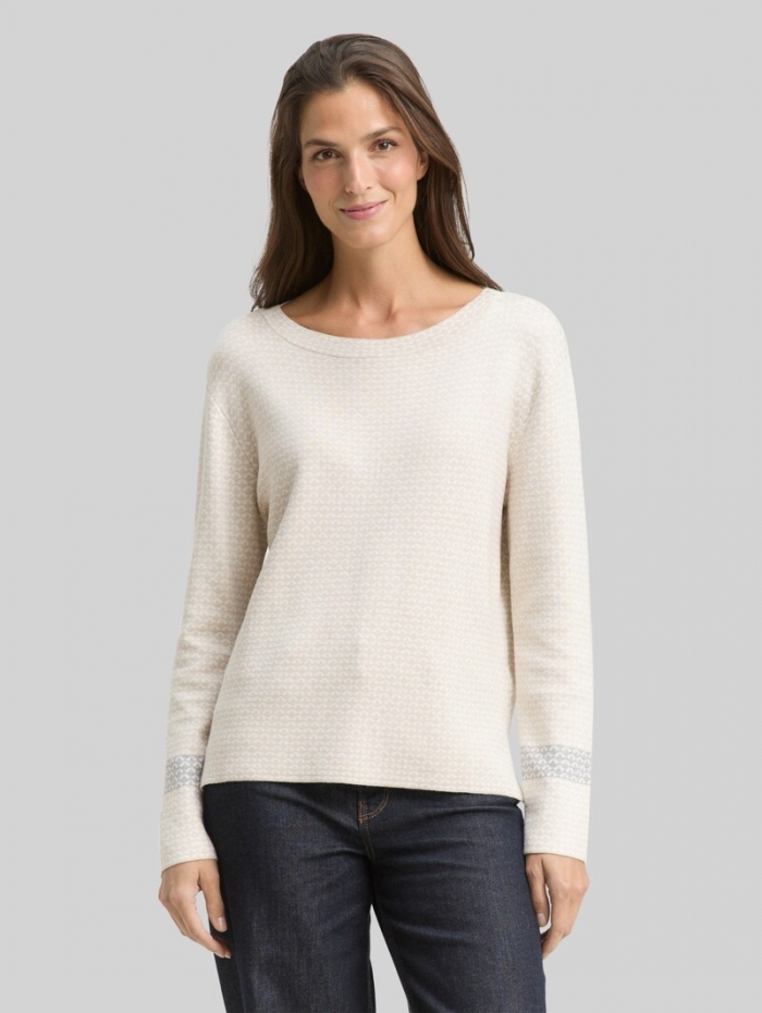 Tom Tailor Loose Fit Jacquard Strickpullover - Mini Argyle On Beige Melange Tom Tailor Loose Fit Jacquard Strickpullover - Mini Argyle On Beige Melange