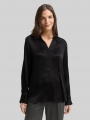 Tom Tailor Crinkle Satinbluse - Deep Black Tom Tailor Crinkle Satinbluse - Deep Black
