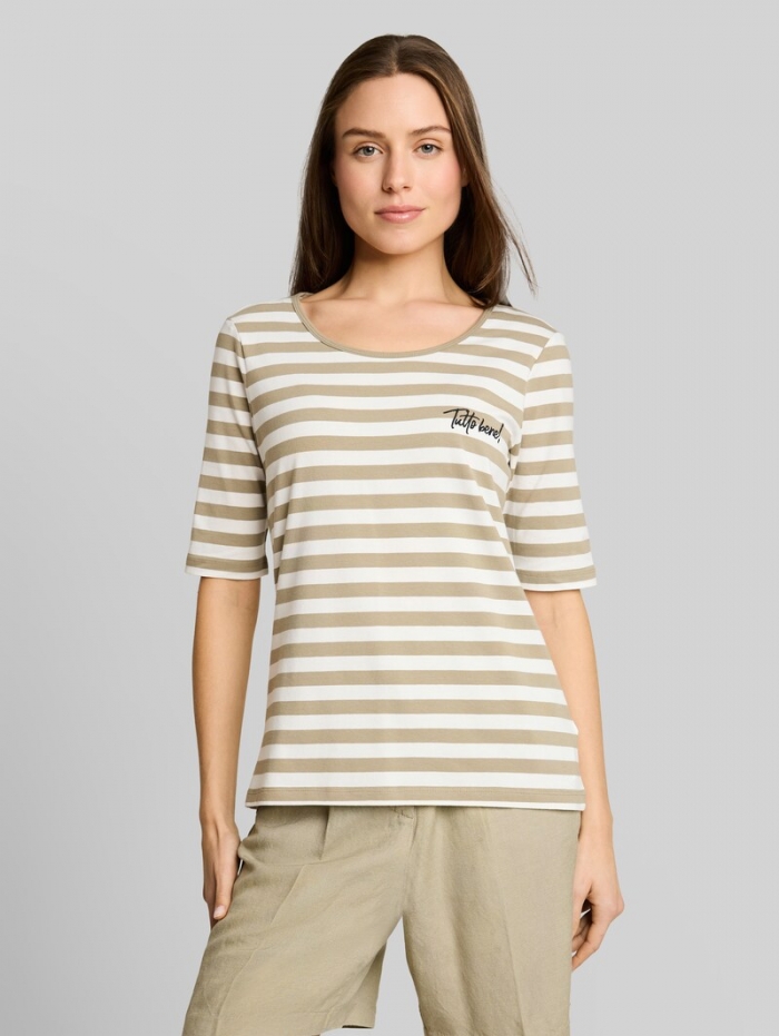 Tom Tailor T-Shirt mit Stickerei - Olive White Stripe Tom Tailor T-Shirt mit Stickerei - Olive White Stripe