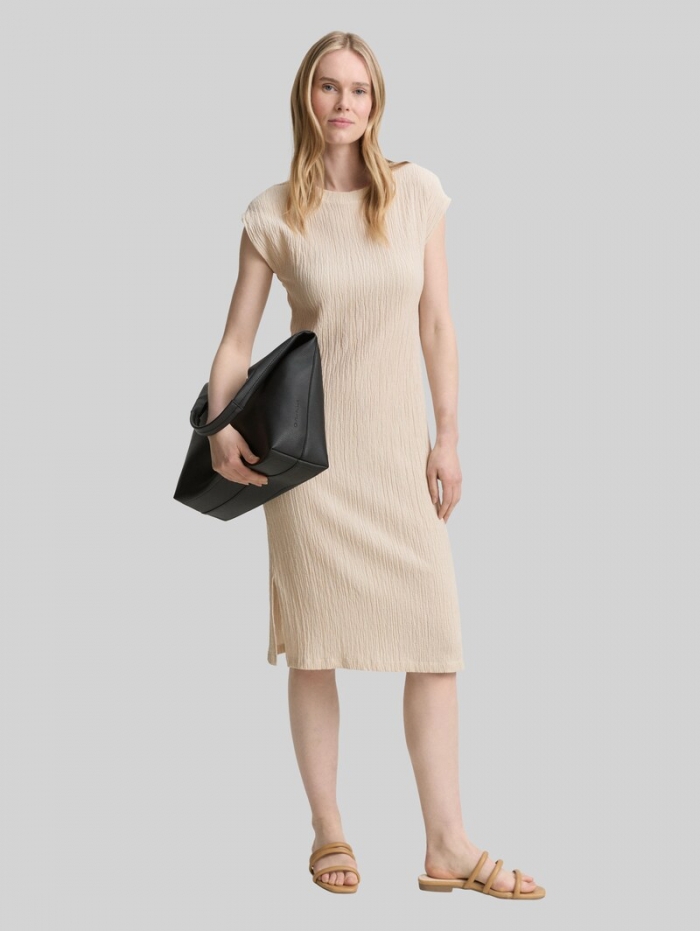 Tom Tailor Crinkle Kleid - Champagne Structure