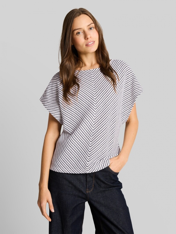 Tom Tailor Jacquard T-Shirt aus Baumwolle - Navy Offwhite Structure Stripe Tom Tailor Jacquard T-Shirt aus Baumwolle - Navy Offwhite Structure Stripe