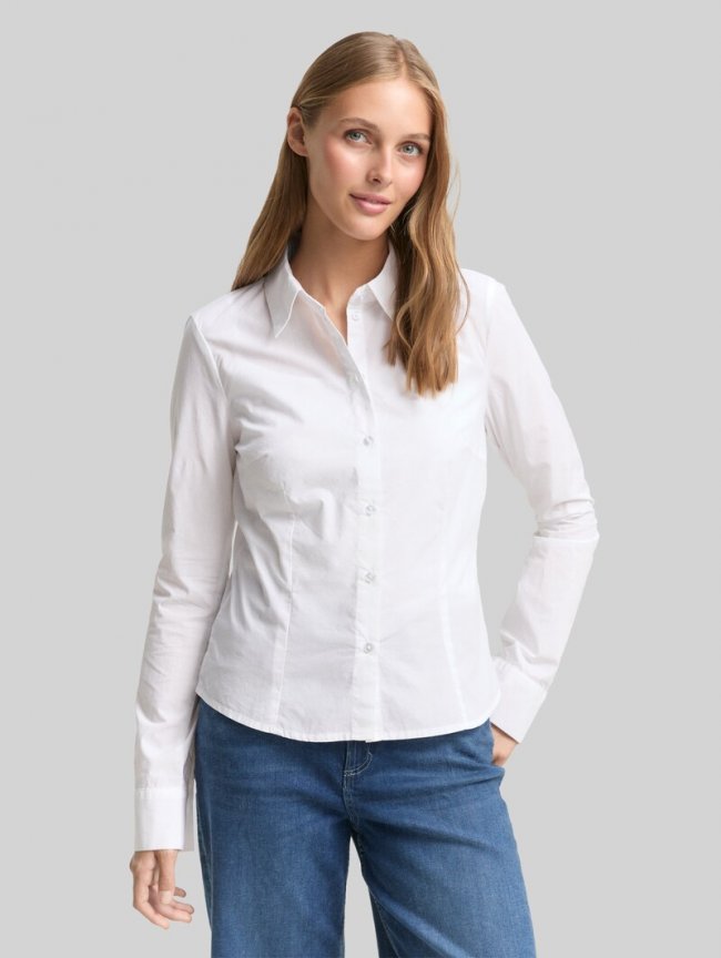 Tom Tailor Fitted Hemdbluse aus Baumwolle - White