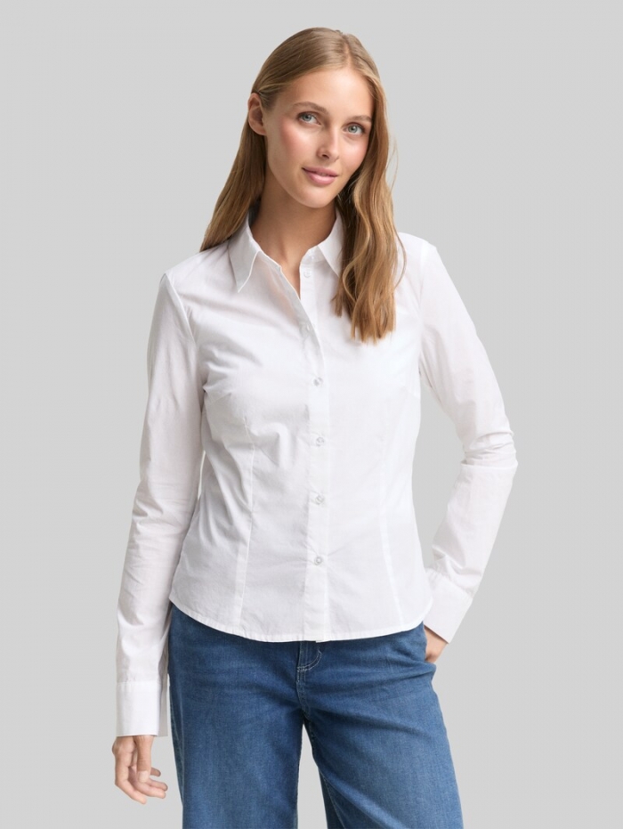 Tom Tailor Fitted Hemdbluse aus Baumwolle - White