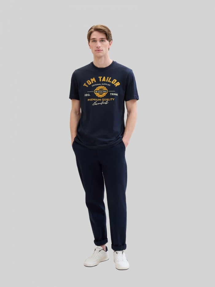 Tom Tailor T-Shirt mit Logo-Print - Dark Blue Tom Tailor T-Shirt mit Logo-Print - Dark Blue