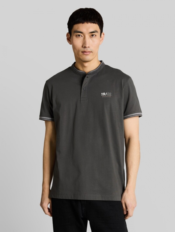 Tom Tailor Poloshirt mit Stehkragen - Tarmac Grey Tom Tailor Poloshirt mit Stehkragen - Tarmac Grey