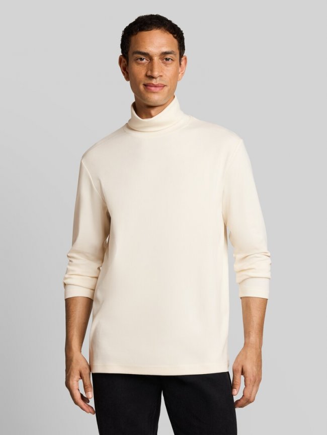 Tom Tailor Rollkragenshirt mit Logo-Print - Gardenia White Tom Tailor Rollkragenshirt mit Logo-Print - Gardenia White