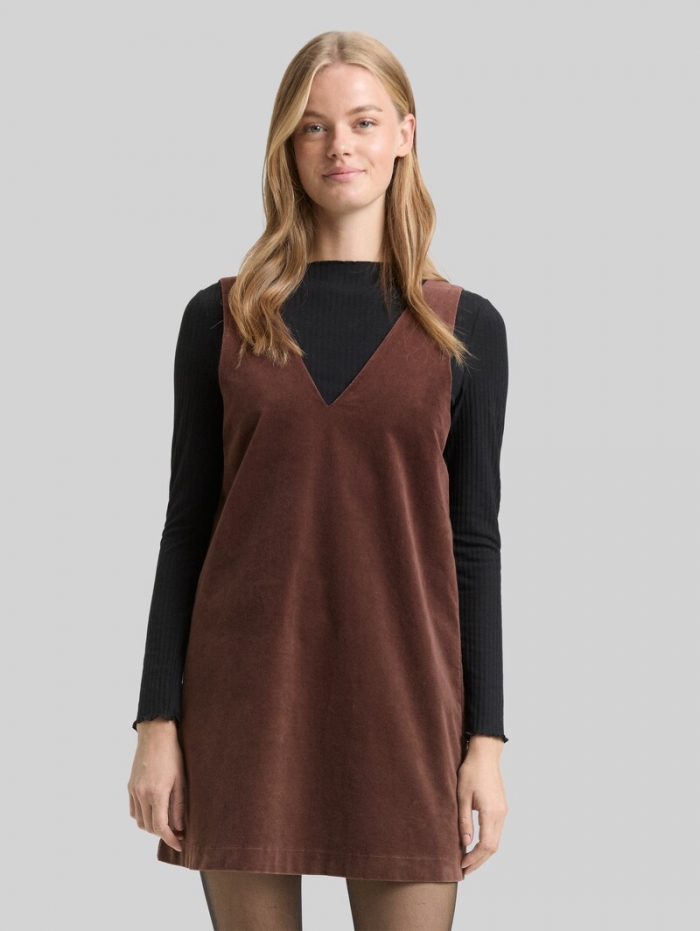 Tom Tailor Mini-Kleid aus Samt - Soft Chocolate Brown Tom Tailor Mini-Kleid aus Samt - Soft Chocolate Brown