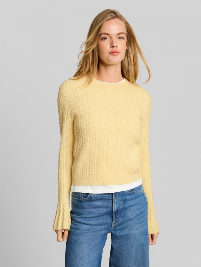 Tom Tailor Strickpullover mit Zopfmuster - Soft Vanilla Yellow Tom Tailor Strickpullover mit Zopfmuster - Soft Vanilla Yellow