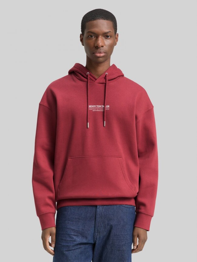 Tom Tailor Relaxed Hoodie Sweatshirt mit Logo-Print - Burnt Russet Tom Tailor Relaxed Hoodie Sweatshirt mit Logo-Print - Burnt Russet