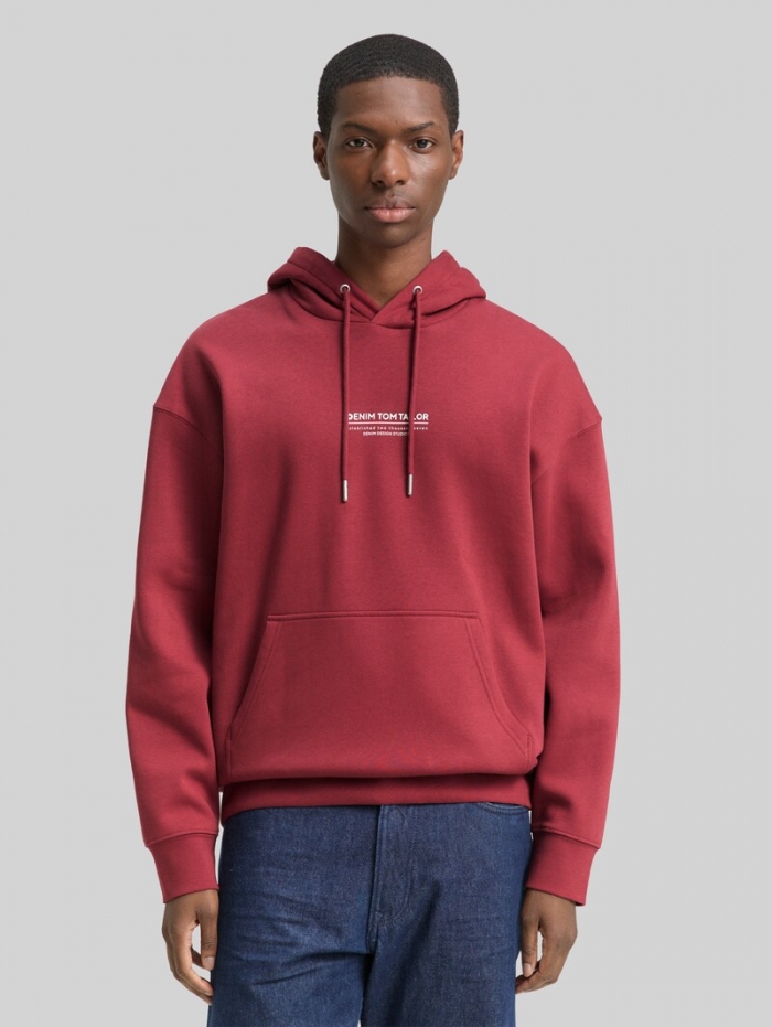 Tom Tailor Relaxed Hoodie Sweatshirt mit Logo-Print - Burnt Russet Tom Tailor Relaxed Hoodie Sweatshirt mit Logo-Print - Burnt Russet