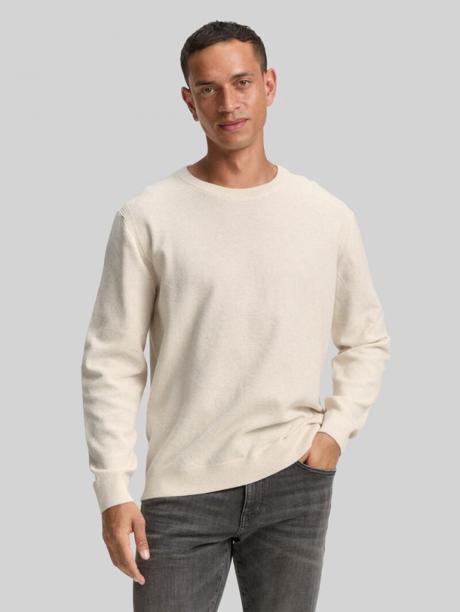 Tom Tailor Strickpullover aus Baumwolle - Soft Buttercream Melange Tom Tailor Strickpullover aus Baumwolle - Soft Buttercream Melange