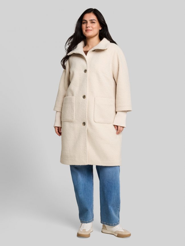 Tom Tailor Plus Size - Bouclé Mantel im 2-in-1-Look - Cold Beige Tom Tailor Plus Size - Bouclé Mantel im 2-in-1-Look - Cold Beige