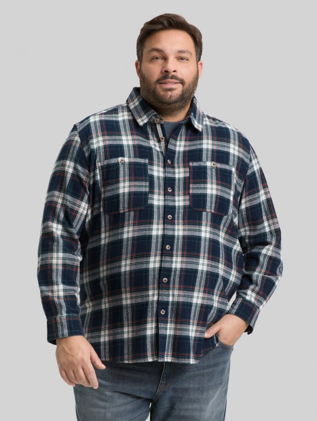 Tom Tailor Plus Size - Comfort Fit Flanell-Hemd mit Karomuster - Navy Multicolor Check Tom Tailor Plus Size - Comfort Fit Flanell-Hemd mit Karomuster - Navy Multicolor Check