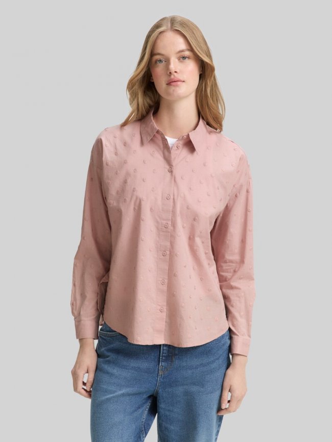 Tom Tailor Hemdbluse mit gepunkteter Struktur - Antique Rose Tom Tailor Hemdbluse mit gepunkteter Struktur - Antique Rose