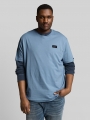 Tom Tailor Plus Size - T-Shirt aus Baumwolle mit Logo-Badge - Mountain Spring Blue